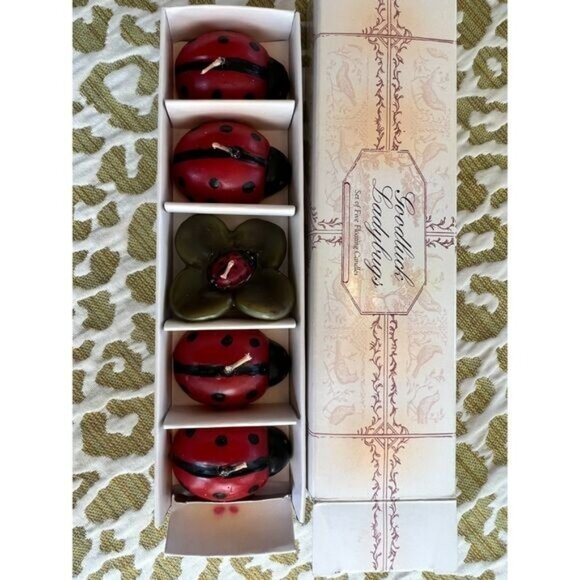 New Ladybug Floating Candles Set Of 5 Good Luck Gift & Decor Colorful Bath Time! - Picture 9 of 10